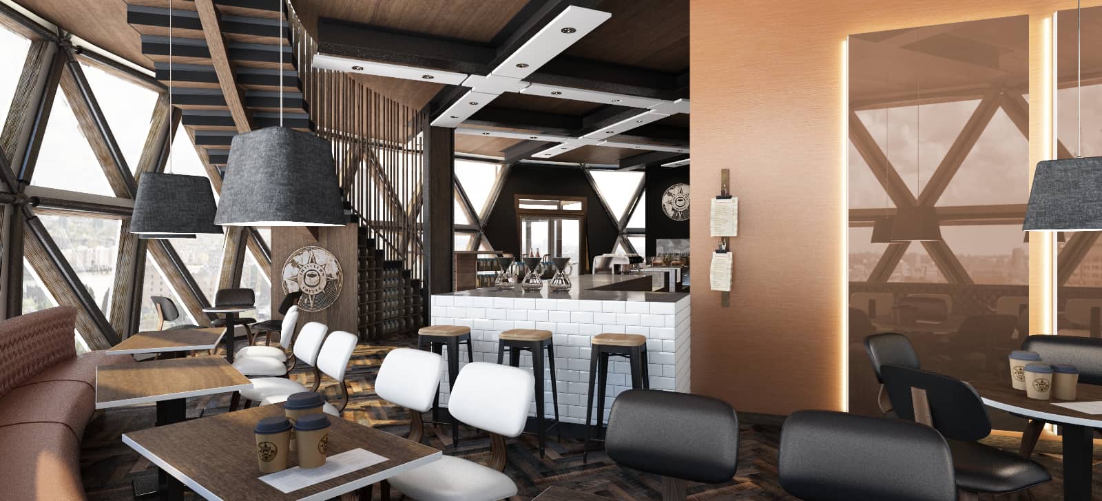Thiết kế quán cafe phong cách hiện đại