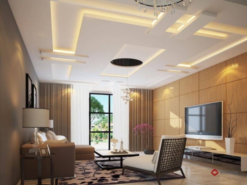 Trang Trí Trần Phòng Khách Đẹp Với Thạch Cao